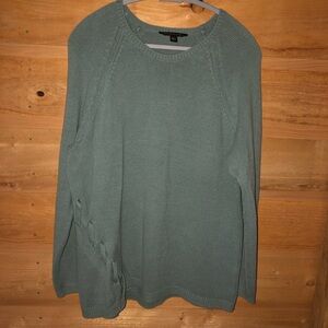 green knit sweater laced up side size XXL Rock & Republic cotton blend